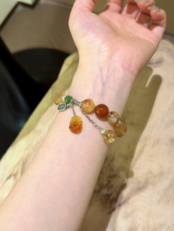 "Wealth & Prosperity" Bracelet | Yellow Tower Quartz × Red Cat’s Eye × Jade × Honey Amber