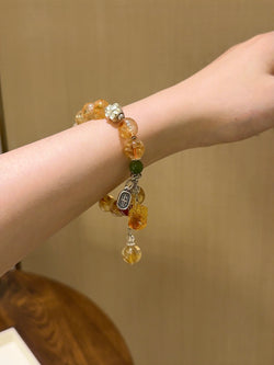 "Wealth & Prosperity" Bracelet | Yellow Tower Quartz × Red Cat’s Eye × Jade × Honey Amber