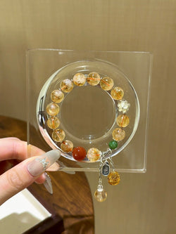 "Wealth & Prosperity" Bracelet | Yellow Tower Quartz × Red Cat’s Eye × Jade × Honey Amber