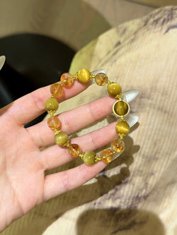 "Golden Energy" Bracelet | Yellow Tower Quartz × Yellow Tiger's Eye × Golden Tiger's Eye
