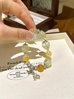 Golden Charm" Bracelet | Yellow Quartz × Yellow Resin Flower × Alloy