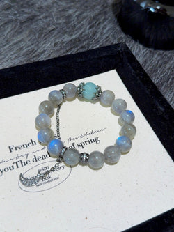 Lunar Tide" Bracelet | Gray Moonstone × Aquamarine