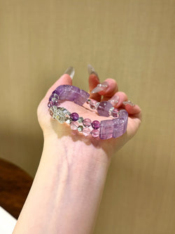 Amethyst Radiance" Bracelet | Amethyst × Purple Rabbit Fur