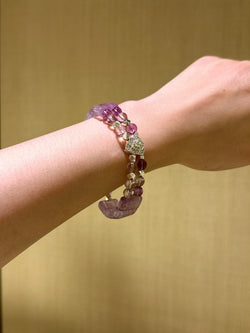 Amethyst Radiance" Bracelet | Amethyst × Purple Rabbit Fur