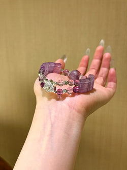 Amethyst Radiance" Bracelet | Amethyst × Purple Rabbit Fur